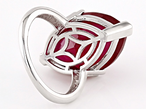 12.75ctw Lab Created Ruby Rhodium Over Sterling Silver Ring - Size 8