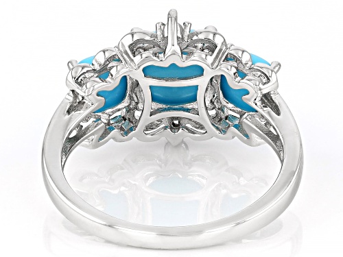 7mm Sleeping Beauty Turquoise with 0.07ctw Tanzanite Rhodium Over Sterling Silver Ring - Size 6