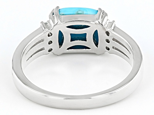 9x7mm Sleeping Beauty Turquoise with 0.10ctw Glacier Topaz™ Rhodium Over Sterling Silver Ring - Size 6