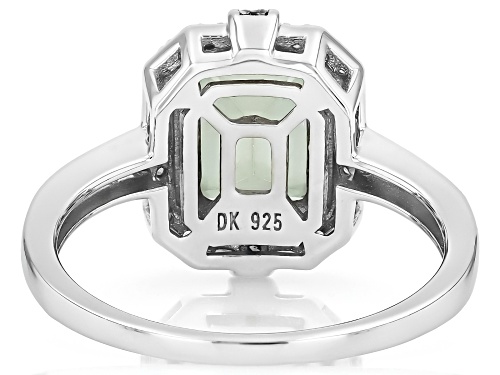 2.00ct Labradorite with 0.16ctw White Zircon & Green Diamond Accent Rhodium Over Silver Ring - Size 8