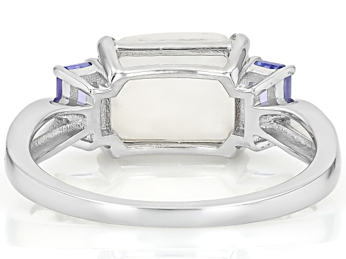 10x8mm Rainbow Moonstone with 0.53ctw Tanzanite Rhodium Over Sterling Silver Ring - Size 6