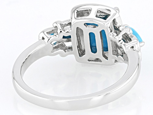 9x7mm Rectangular Cushion Sleeping Beauty Turquoise Rhodium Over Sterling Silver Ring - Size 10