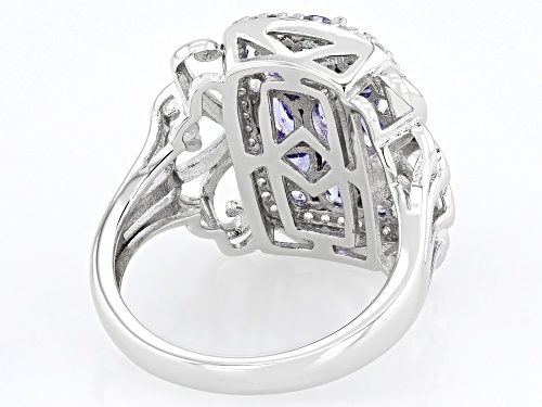1.62ctw Tanzanite with 0.16ctw White Zircon Rhodium Over Sterling Silver Ring - Size 6