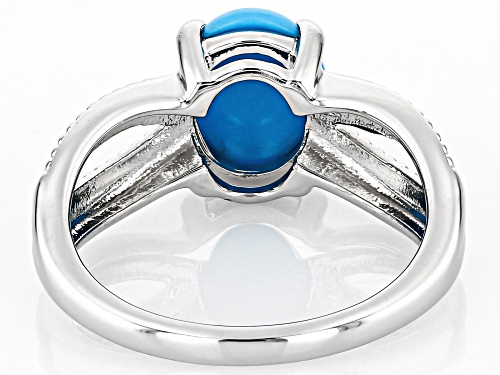10x8mm Blue Sleeping Beauty Turquoise Rhodium Over Sterling Silver Ring - Size 8