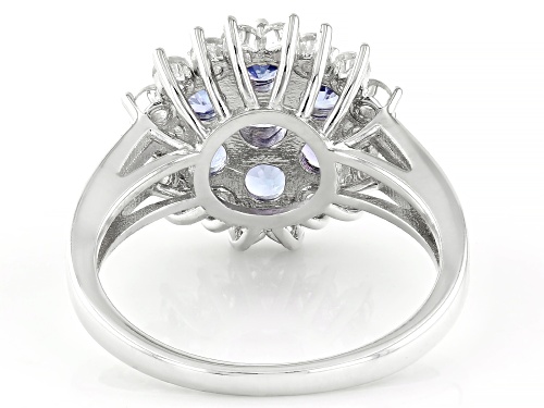 1.23ctw Tanzanite with 0.61ctw White Zircon Rhodium Over Sterling Silver Ring - Size 9