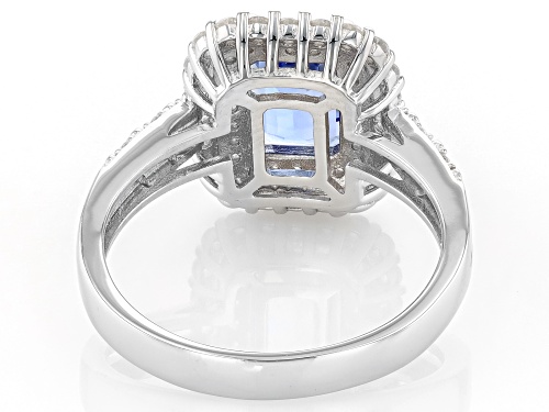 1.28ct Tanzanite With 1.09ctw White Zircon Rhodium Over Sterling Silver Ring - Size 8