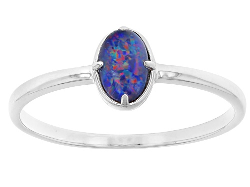 Australian Opal Triplet Rhodium Over Sterling Silver Set of 3 Rings - Size 6