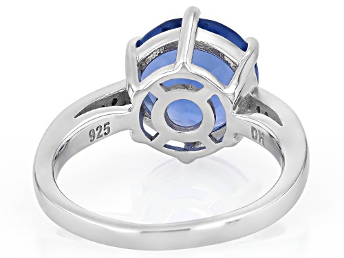 4.25ct Color Change Fluorite with 0.05ctw White Zircon Rhodium Over Sterling Silver Ring - Size 9