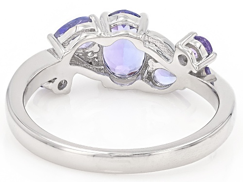 1.02ctw Tanzanite with 0.03ctw White Zircon Platinum Over Sterling Silver Ring - Size 10