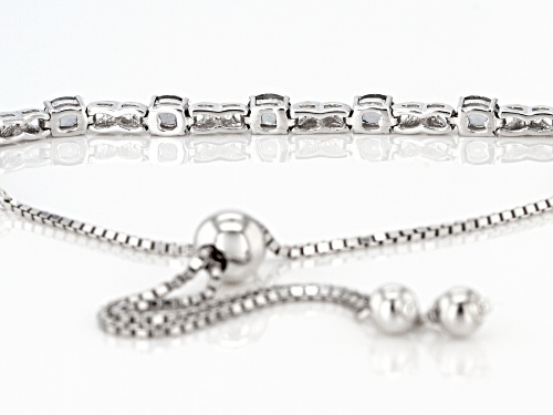 1.34ctw Platinum Color Spinel & White Diamond Accent Rhodium Over Silver Bolo Bracelet Adjusts 6