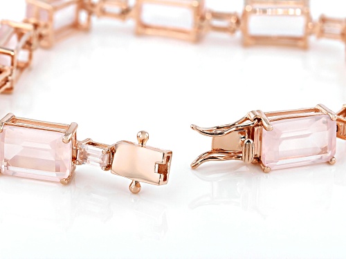 12x8mm, 5x3mm emerald cut rose quartz 18k rose gold over sterling silver bracelet - Size 8