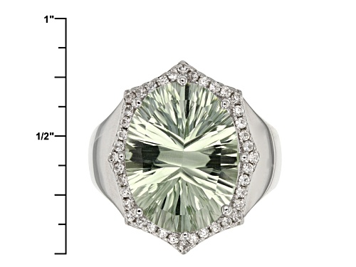 8.33ct Oval Green Prasiolite And .17ctw Round White Zircon Sterling Silver Ring - Size 6