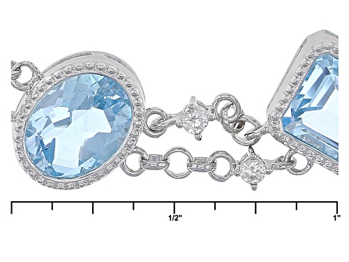 13.77ctw Glacier Topaz™ And .48ctw Round White Zircon Sterling Silver Bracelet - Size 7.25