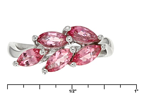 1.00ctw Marquise Burmese Pink Spinel Rhodium Over Sterling Silver Ring - Size 7