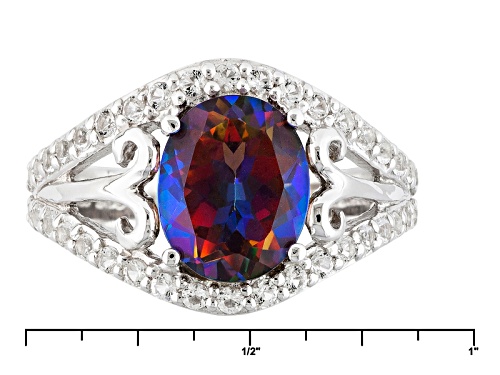 2.37ct Oval Cosmopolitan Beyond™ Mystic Topaz®And .61ctw Round White Topaz Sterling Silver Ring - Size 5