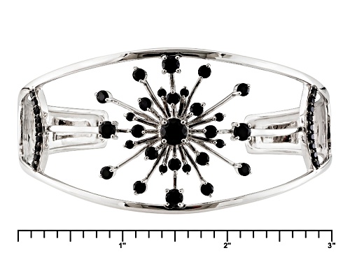 5.79ctw Round Black Spinel Sterling Silver Cuff Bracelet - Size 8