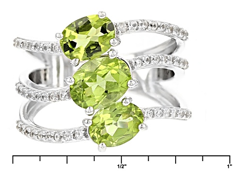 2.60ctw Oval Manchurian Peridot™ And .43ctw Round White Zircon Sterling Silver Ring - Size 7
