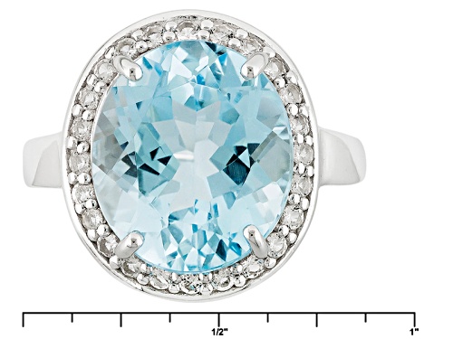 8.50ct Oval Glacier Topaz™ With .39ctw Round White Topaz Sterling Silver Ring - Size 6