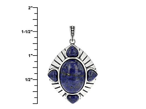Oval And Heart Shape Cabochon Lapis Lazuli Sterling Silver Pendant With Chain