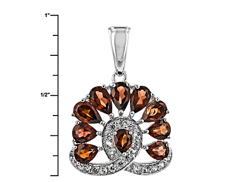1.92ctw Pear Shape Vermelho Garnet™ And .22ctw Round White Zircon Silver Pendant With Chain