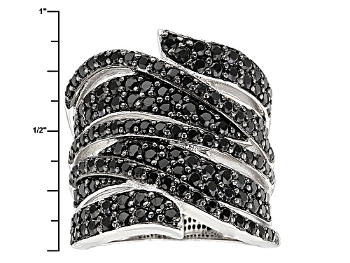 2.06ctw Round Black Spinel Sterling Silver Band Ring - Size 6