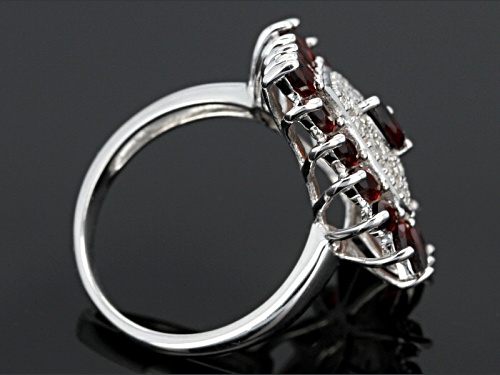 4.39ctw Pear Shape And Marquise Vermelho Garnet™ With Round White Zircon Rhodium Silver Ring - Size 7