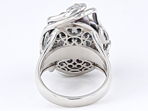 Genusis™ 15mm Platinum Cultured Freshwater Pearl Rhodium Over Sterling Silver Ring - Size 10