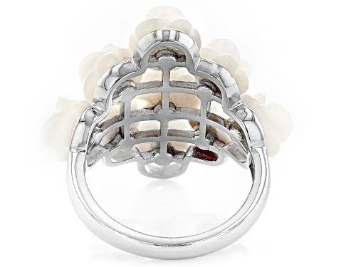 8mm White South Sea Mother-of-Pearl Rhodium Over Sterling Silver Ring - Size 11