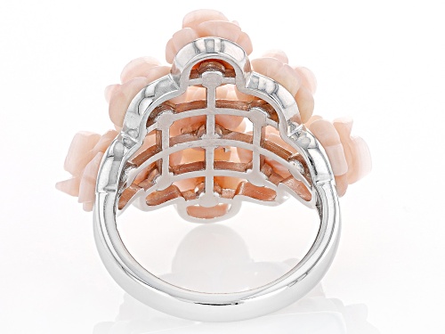 8mm Pink South Sea Mother-of-Pearl Rhodium Over Sterling Silver Ring - Size 12