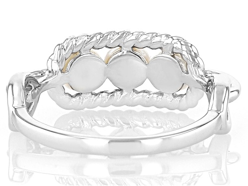 4-4.5mm White Cultured Freshwater Pearl Rhodium Over Sterling Silver Ring - Size 10