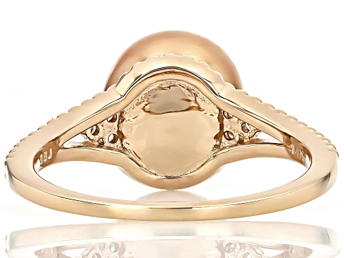 9-10mm Golden Cultured South Sea Pearl and Lab Grown Diamonds 14k Yellow Gold Ring - Size 12