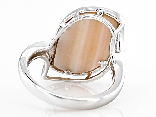 19x11mm Pink Mother-of-Pearl Rhodium Over Sterling Silver Ring - Size 12