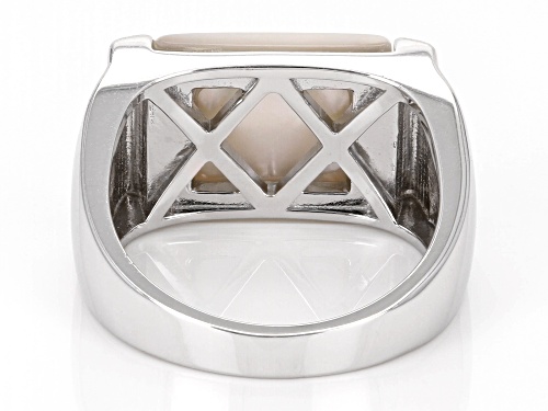 13x11mm White Mother-of-Pearl Rhodium Over Sterling Silver Ring - Size 6