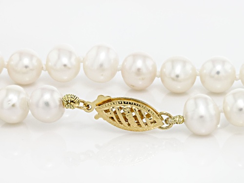 6-7mm White Cultured Freshwater Pearl 14k Yellow Gold Necklace and Earrings Set