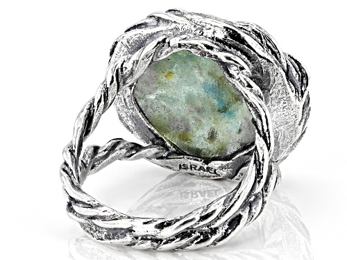 Artisan Collection of Israel™ 20mm Roman Glass Sterling Silver Textured Ring - Size 7