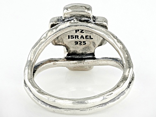 Artisan Collection of Israel™ 15x10mm Roman Glass Sterling Silver Cross Ring - Size 10