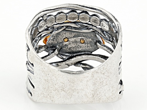 Artisan Collection of Israel™ Two Tone Sterling Silver & 14K Gold Over Silver Evil Eye Ring - Size 6