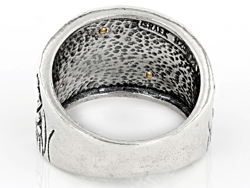 Artisan Collection of Israel™ Two Tone Sterling Silver & 14K Gold Over Silver Garden Band Ring - Size 6