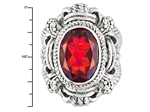Artisan Gem Collection Of Bali™ 5.00ct Raspberry Rouge™ Mystic Quartz® Silver Solitaire Ring - Size 12