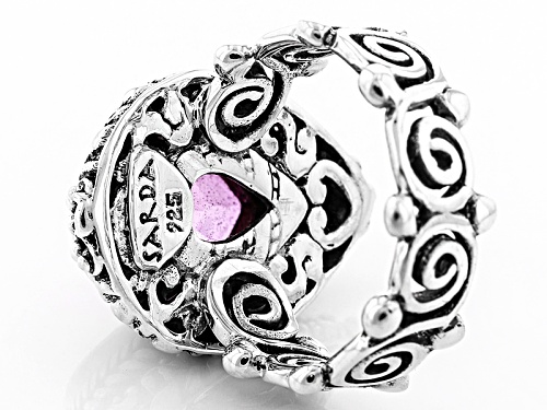 Artisan Gem Collection Of Bali™ Kunzite Color Pink Quartz Triplet Sterling Silver Solitaire Ring - Size 12