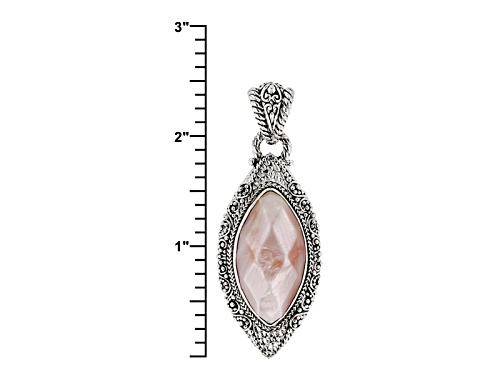 Artisan Gem Collection Of Bali™ 32x17mm Marquise Pink Mother Of Pearl Sterling Silver Pendant