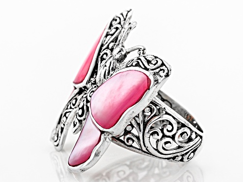 Artisan Collection Of Bali ™ Inlaid Pink Mother Of Pearl Sterling Silver Butterfly Ring - Size 12