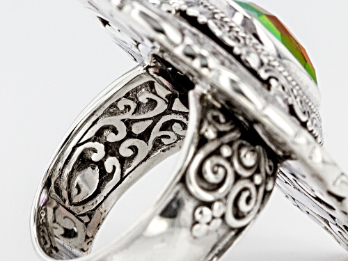 Artisan Collection Of Bali™ 4.14ct Pear Shape Zero Saturn™ Mystic Quartz® Solitaire Silver Ring - Size 7