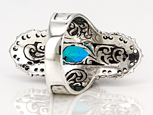 Artisan Collection Of Bali™ Rainbow Paraiba Color Caribbean Quartz Triplet Silver Solitaire Ring - Size 7