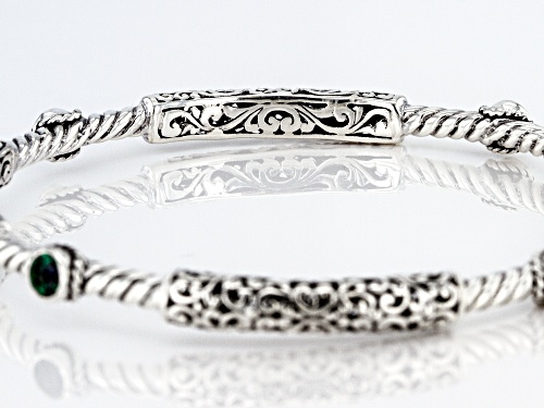 Artisan Collection Of Bali™ 1.00ctw 4mm Round Bali Hai™ Topaz Sterling Silver Bangle Bracelet - Size 7