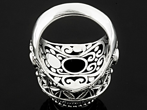 Artisan Gem Collection Of Bali™ Round Snow Drusy Quartz And .40ctw Round Rhodolite Silver Ring - Size 5