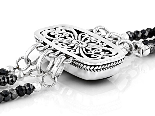 Artisan Collection Of Bali™ Volcanic Rock And Black Spinel Bead Sterling Silver Bracelet - Size 7