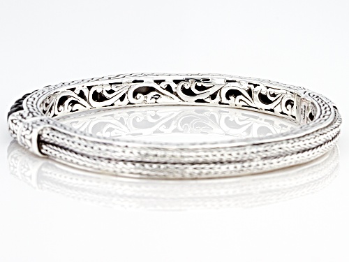 Artisan Collection Of Bali™ Sterling Silver And Leather Woven Bangle Bracelet - Size 6.75