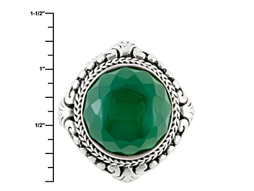 Artisan Gem Collection Of Bali™ 13mm Round Green Onyx Sterling Silver Solitaire Ring - Size 4