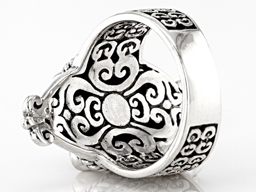 Artisan Collection of Bali™ 12x9mm Carved Mother-of-Pearl Silver Butterfly Ring - Size 7